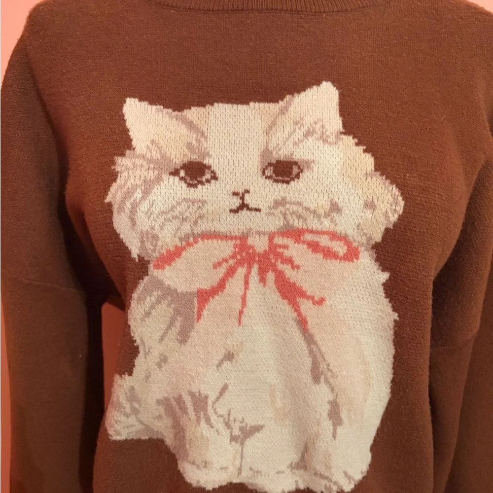 Moon & Madison Cat Bow Sweater - Picture 2 of 3